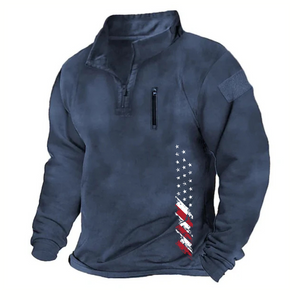 SUDADERA CON CAPUCHA TÁCTICA PARA HOMBRE, SUELTA, DE COLOR SÓLIDO, PARA EXTERIORES, CÁLIDA Y TRANSPIRABLE, CON BANDERA DE EE. UU.