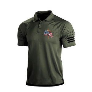 POLO RAGLÁN CON ESTILO Y GRÁFICO DE LA BANDERA DE EE. UU.