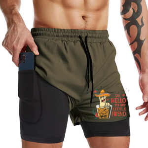 DI HOLA PANTALONES CORTOS PARA CORRER CON BOLSILLO DE SECADO RÁPIDO 2 EN 1 DE 7'' DE ENTREPIERNA