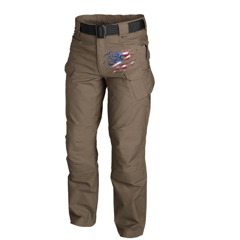 USA FLAG GRAPHIC OUTDOOR WEARABLE QUICK DRY MULTI-POCKET CARGO PANTS