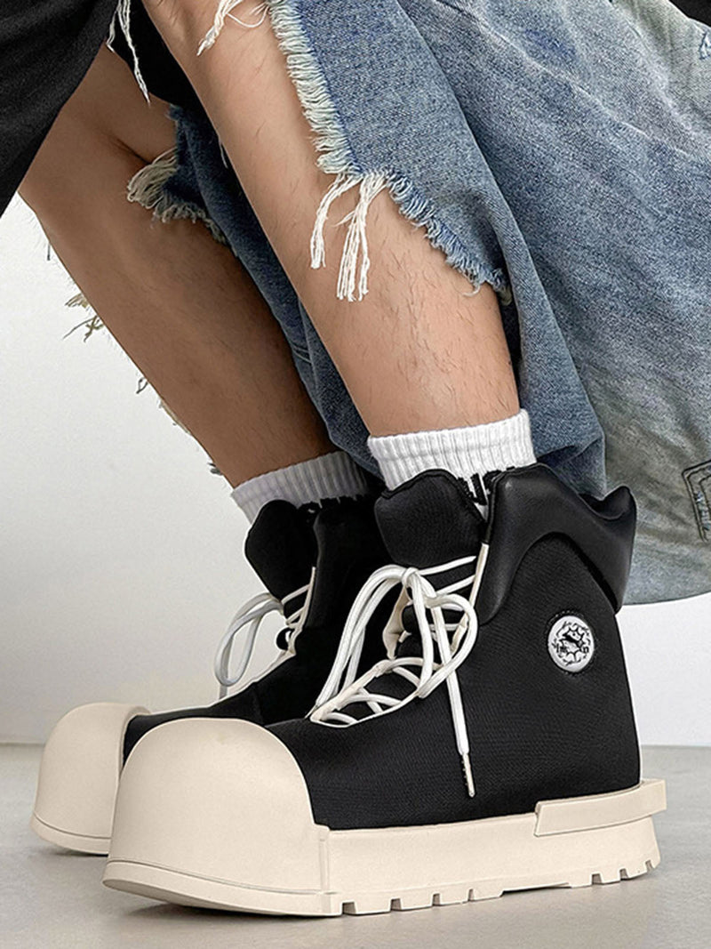 High Top Canvas Platform Sneakers