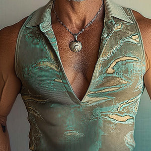 Chaleco ajustado con cuello alto y estampado de moda para hombre