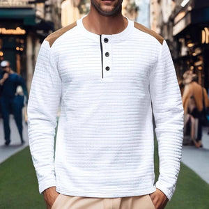 Camiseta deportiva informal de manga larga con bloques de color y cuadros pequeños para hombre