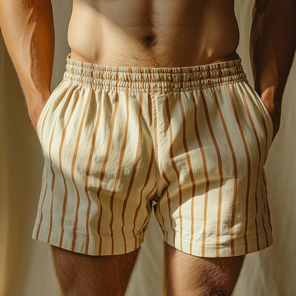 Pantalones cortos con estampado de rayas sencillas para hombre