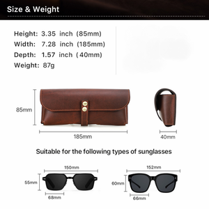 Men's Portable Travel Commuting Top Layer Cowhide Glasses Storage Bag