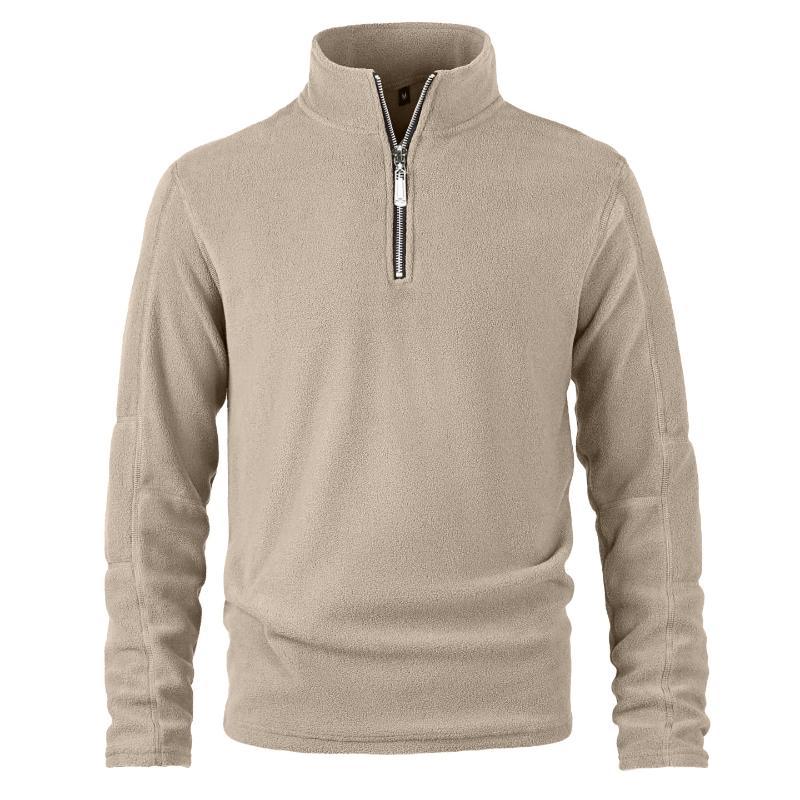 Men's Retro Casual Polar Fleece Solid Color Half Zip Sweatshirt