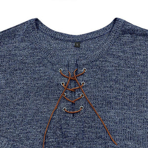 Camiseta Henley de manga larga con cuello redondo y lazo para hombre