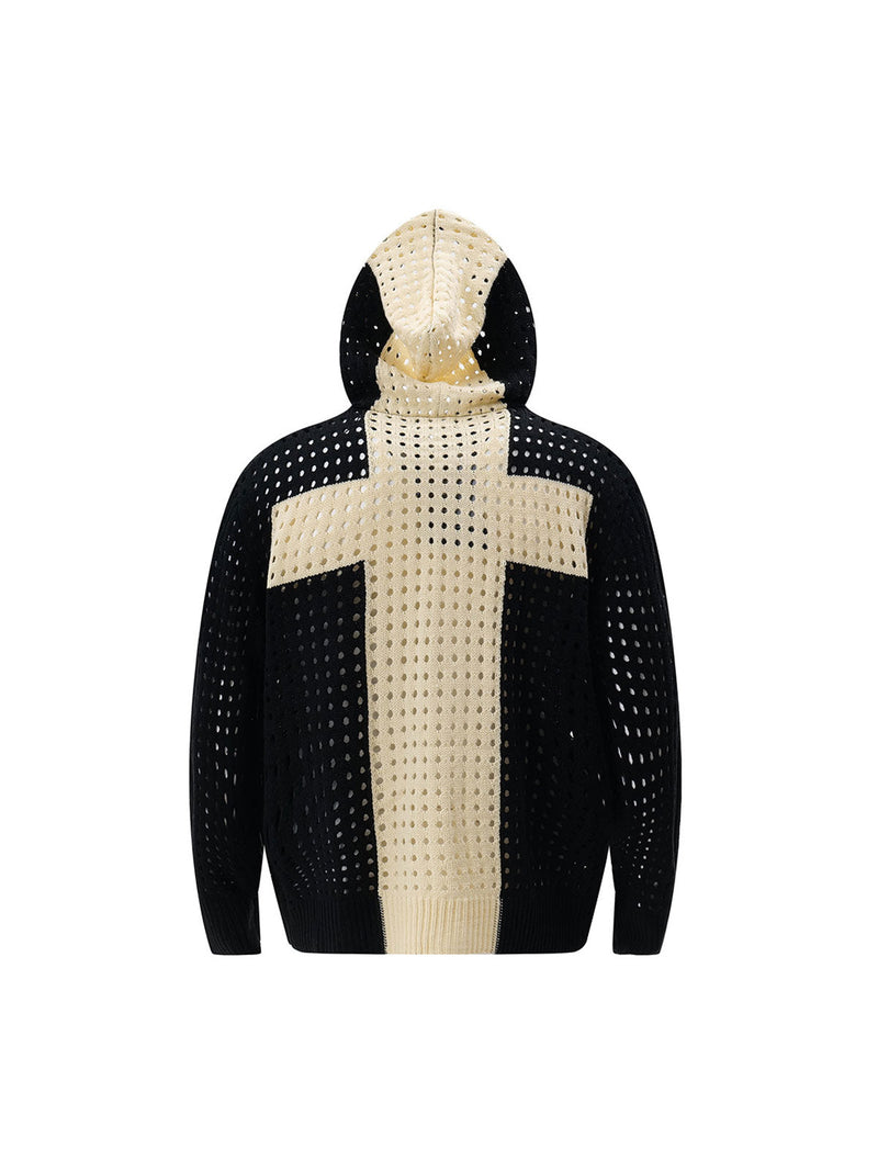 Cross Jacquard Full Zipper Hooded Jacket