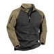 Men's Outdoor Plush Warm Colorblock Stand Collar Long Sleeve Sweatshirt