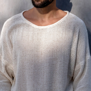 Camiseta informal de manga larga con cuello redondo y malla transpirable para hombre