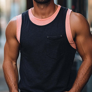Men's Skin-friendly Cotton Contrast Color Stitching Tank Top