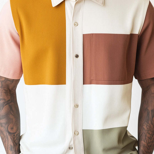 Camisa de manga corta con estampado en contraste elegante para hombre