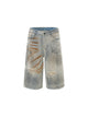 Punk High Street Dirty Ripped Denim Jorts