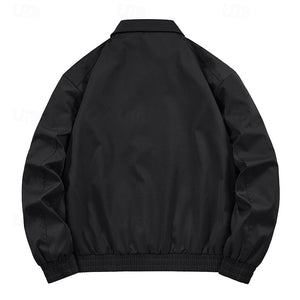 Chaqueta ligera para hombre, chaqueta bomber, chaqueta informal, para uso diario, para vacaciones, resistente al uso, con bolsillo, para primavera y otoño, lisa, moderna, clásica, con solapa, regular, negra, blanca, azul rey, morada y café.