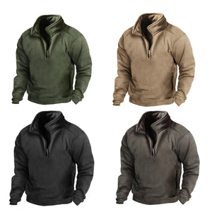 Thermo-Taktischer Fleece-Pullover mit V-Ausschnitt und Schnalle
