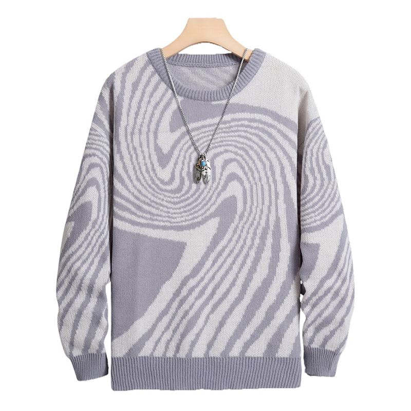 Men's Jacquard Crew Neck Knitted Sweater