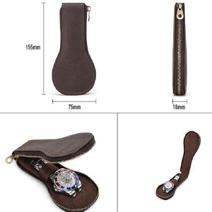 Bolsa de almacenamiento vintage de piel de vaca para relojes de hombre