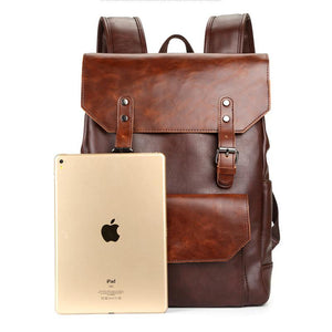 Mochila de cuero Crazy Horse de gran capacidad para hombre