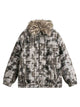 Camouflage Detachable Fur Collar Quiled Jacket