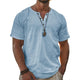 Men's Solid Henley Short Sleeve T-Shirt