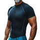 Men's Retro Casual Quick Dry Zipper Collarless Short Sports Short Sleeve T-shirt