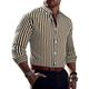 Men's Casual Striped Cotton Lapel Slim Fit Long Sleeve Shirt