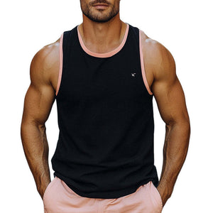 Camiseta sin mangas de algodón negra, fresca y agradable para la piel para hombre