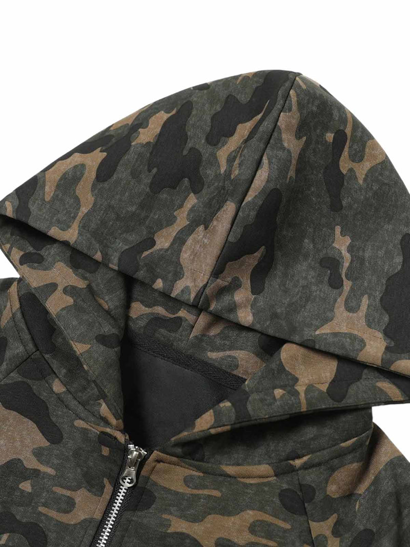 Camouflage Cardigan Zip Up Hooded Jacket