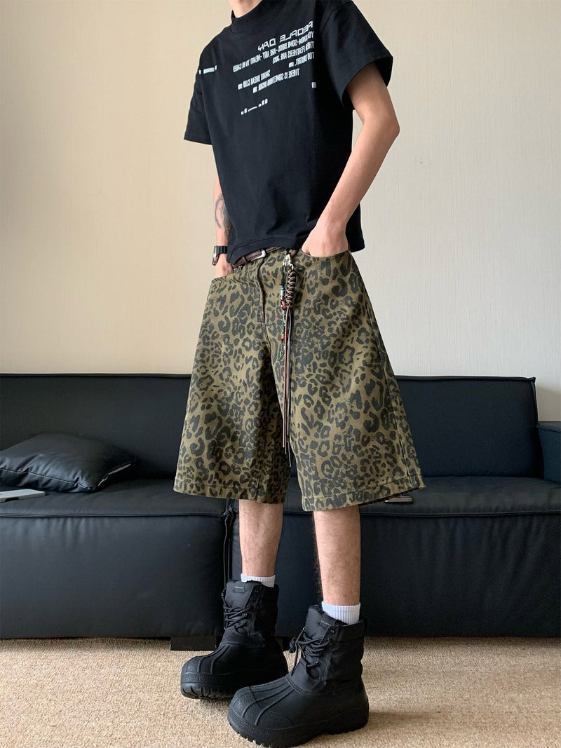 Vintage Leopard Print Cropped Trousers Jort