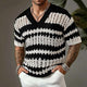 Camiseta de punto con cuello en V y manga corta para hombre en contraste de color