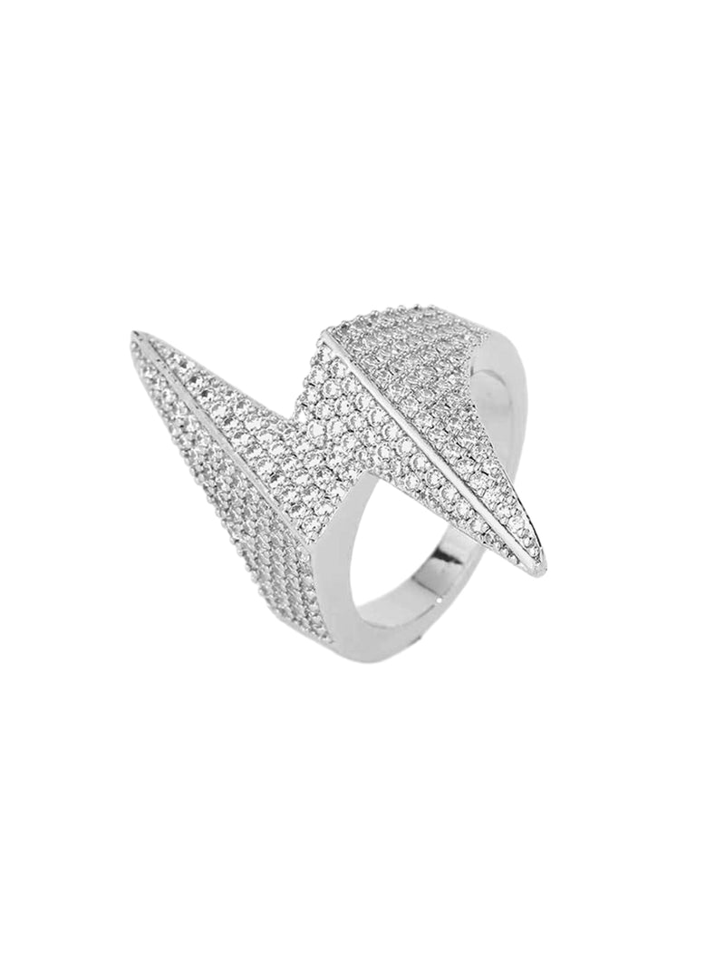 Lightning-shaped Zirconia Ring