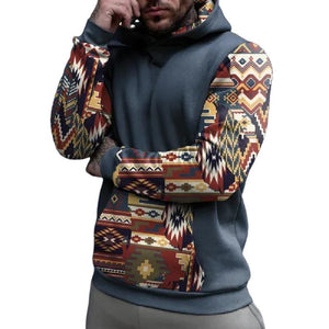 Sudadera con capucha con estampado geométrico estilo étnico retro informal para hombre