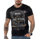 Camiseta de manga corta negra con estampado vintage y corte entallado para hombre