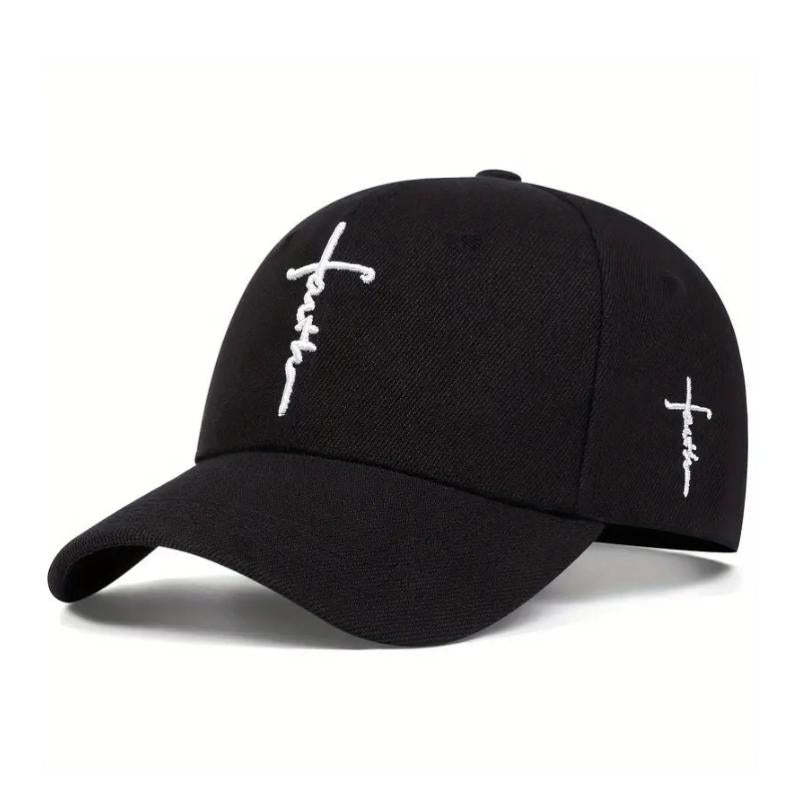 Gorra de béisbol retro informal con diseño de cruz y fe para hombre 