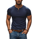 Men's Casual Comfortable Cotton Henley Collar Slim Fit Short Sleeve T-Shirt