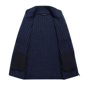 Cárdigan informal de punto ajustado con cremallera y cuello alto para hombre