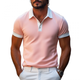 Men's Casual Comfort Cotton Colorblock Lapel Slim Fit Short Sleeve Polo Shirt MTA0261D6M