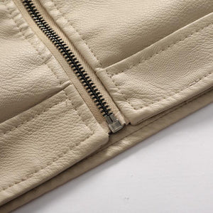 Herren Vintage Kapuzenfleece Warm Reißverschluss Slim Fit Lederjacke