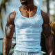 Men's Casual Waffle U-neck Slim Fit Tank Top