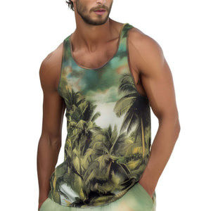 Camiseta sin mangas informal hawaiana de moda para hombre, agradable para la piel