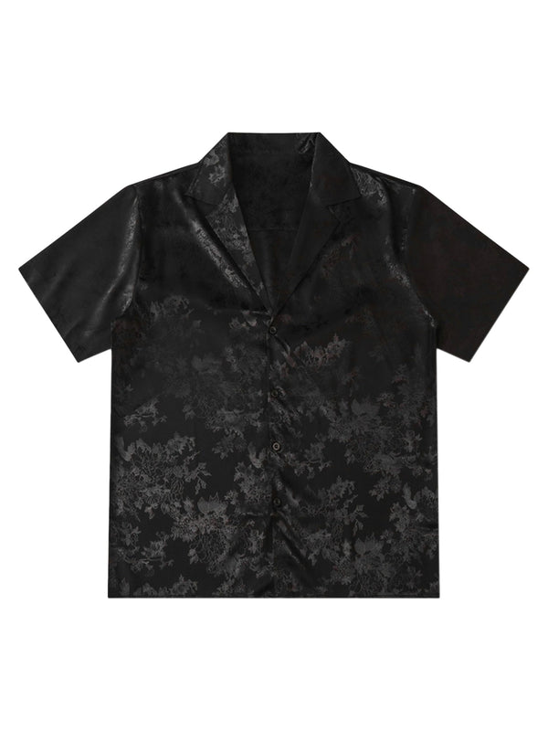 Leaves Pattern  Black Vintage Shirts