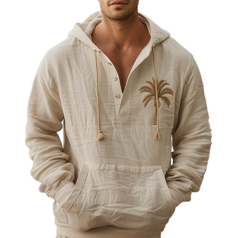 Men's Palm Leaf Embroidered Hoodie