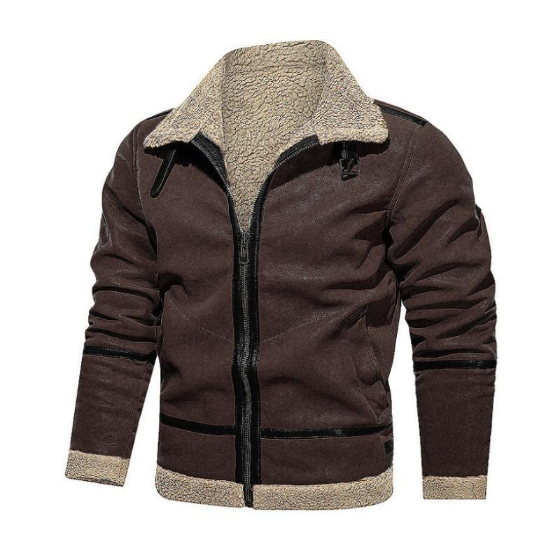 Men's Vintage Suede Lambswool Warm Lapel Zipper Loose Jacket