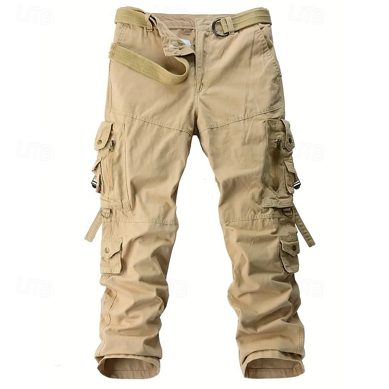 Men's Cargo Pants Trousers Buttons Multi Pocket Plain Wearable Outdoor Daily Camping & Hiking Fashion Classic ArmyGreen Black