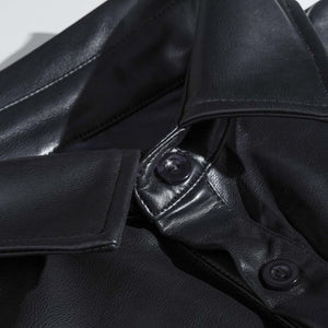 Men's Classic Casual Slim Fit Leather Long Sleeve Shirt