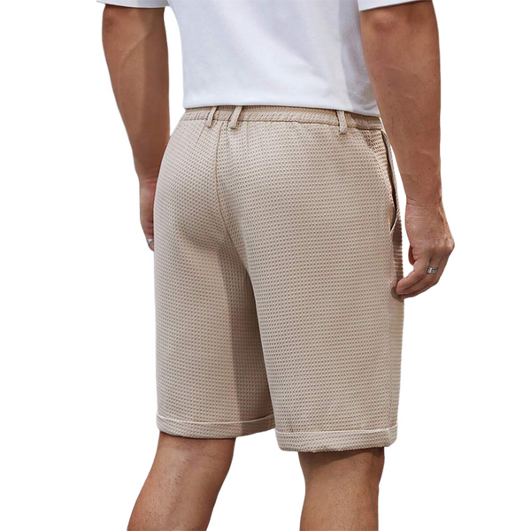 Pantalones cortos casuales lisos con diseño de gofre para hombre