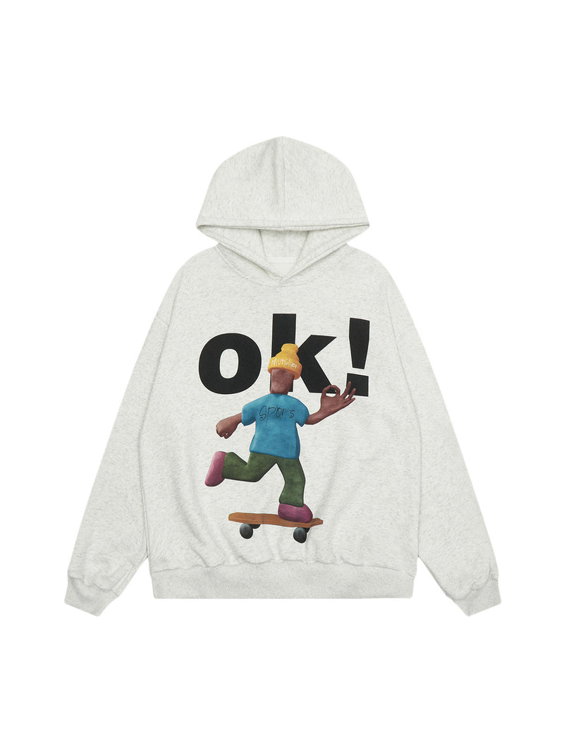 Skateboard Character Printed Hoodie