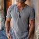 Men's Casual Waffle Henley Neck Slim Fit Short Sleeve T-Shirt