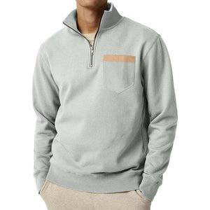 Lässiges Herren-Sweatshirt mit halbem Reißverschluss und Brusttasche, langärmelig