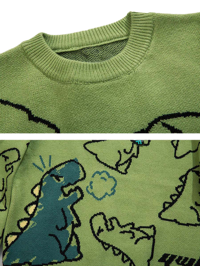 Cartoon Dinosaur Printed Sweater